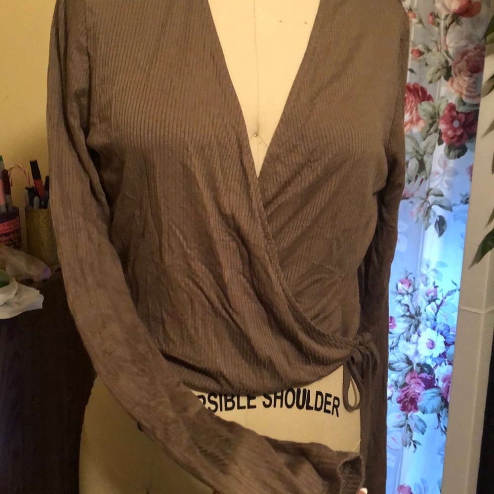 Long Sleeve Wrap Crop Top